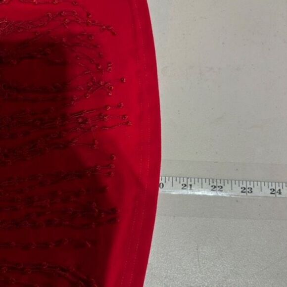 Vintage 90s Vonda D's Women's Embroidered Lace Overlay Fringe Crop Top Red Small - Picture 10 of 10